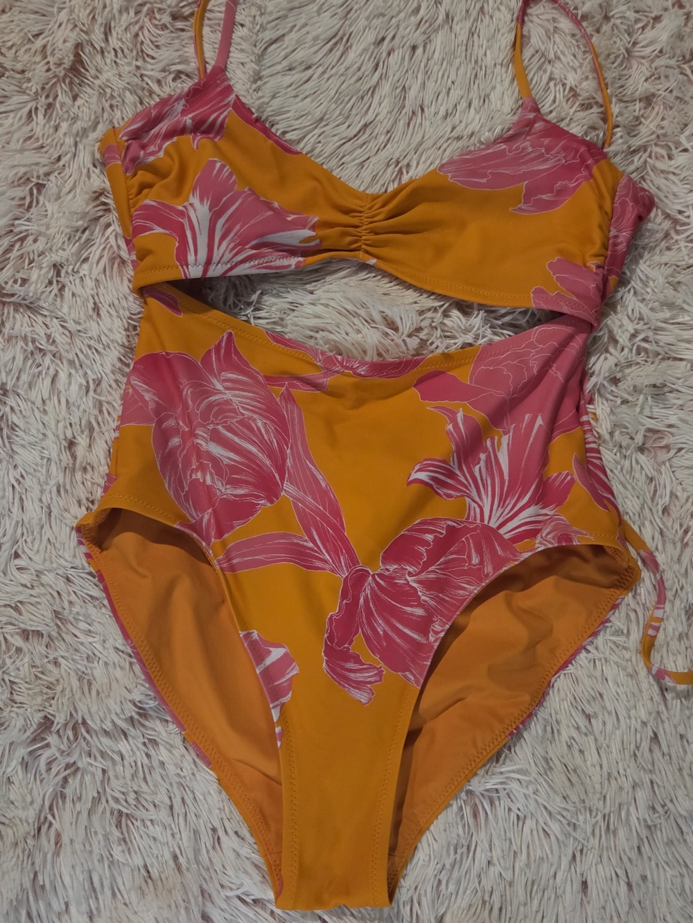 Athleta Kailua Moor One-Piece Swim with Pink Floral Print
